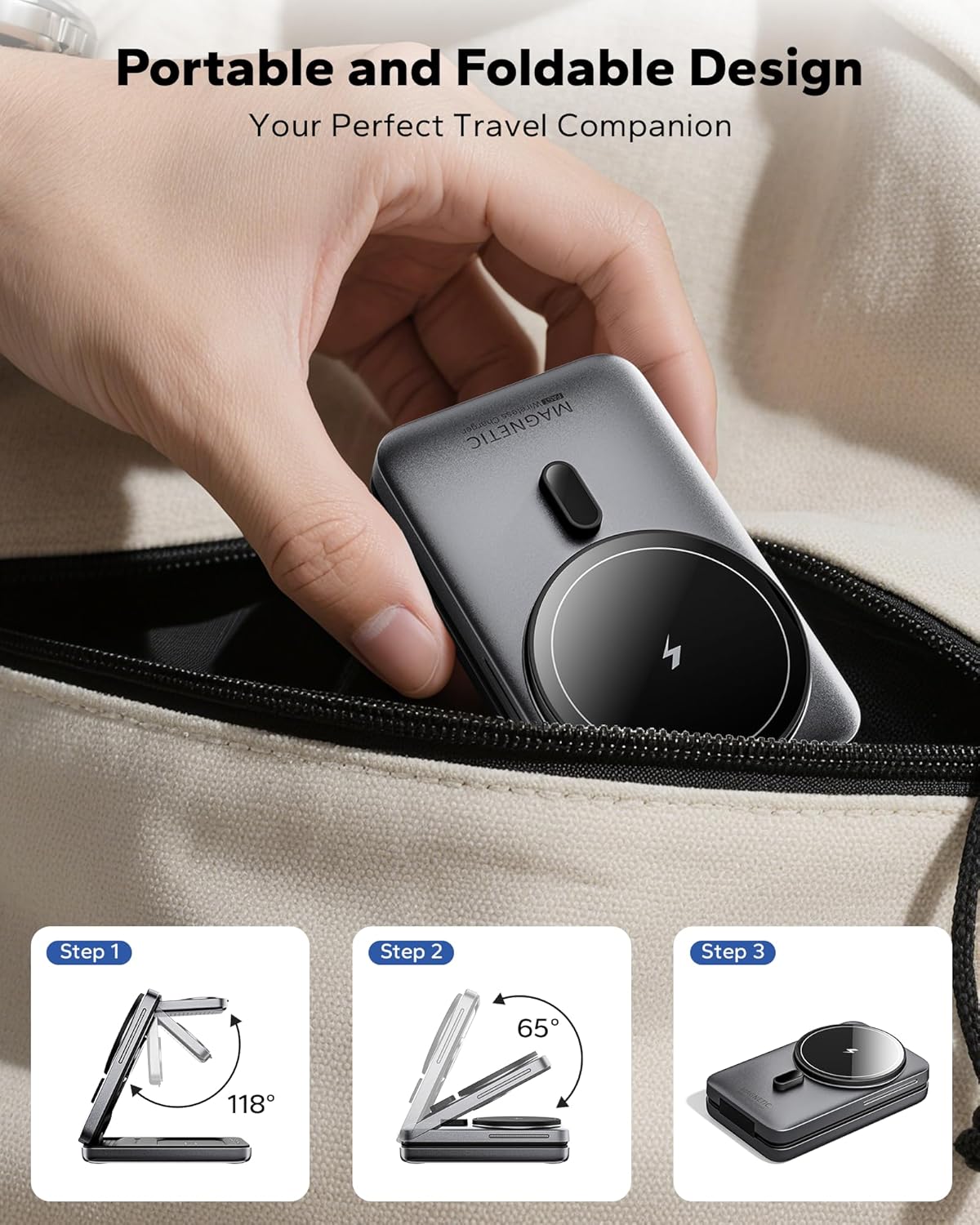 Foldable 3-in-1 Magnetic Travel Charging Station Set encalife