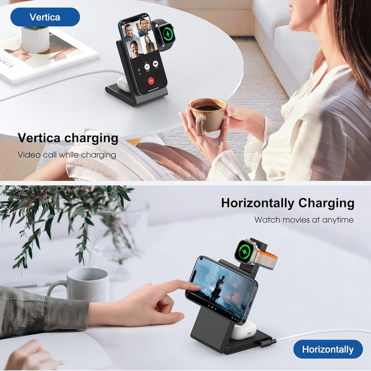 3-in-1 Foldable MagSafe Charger for Apple Devices encalife