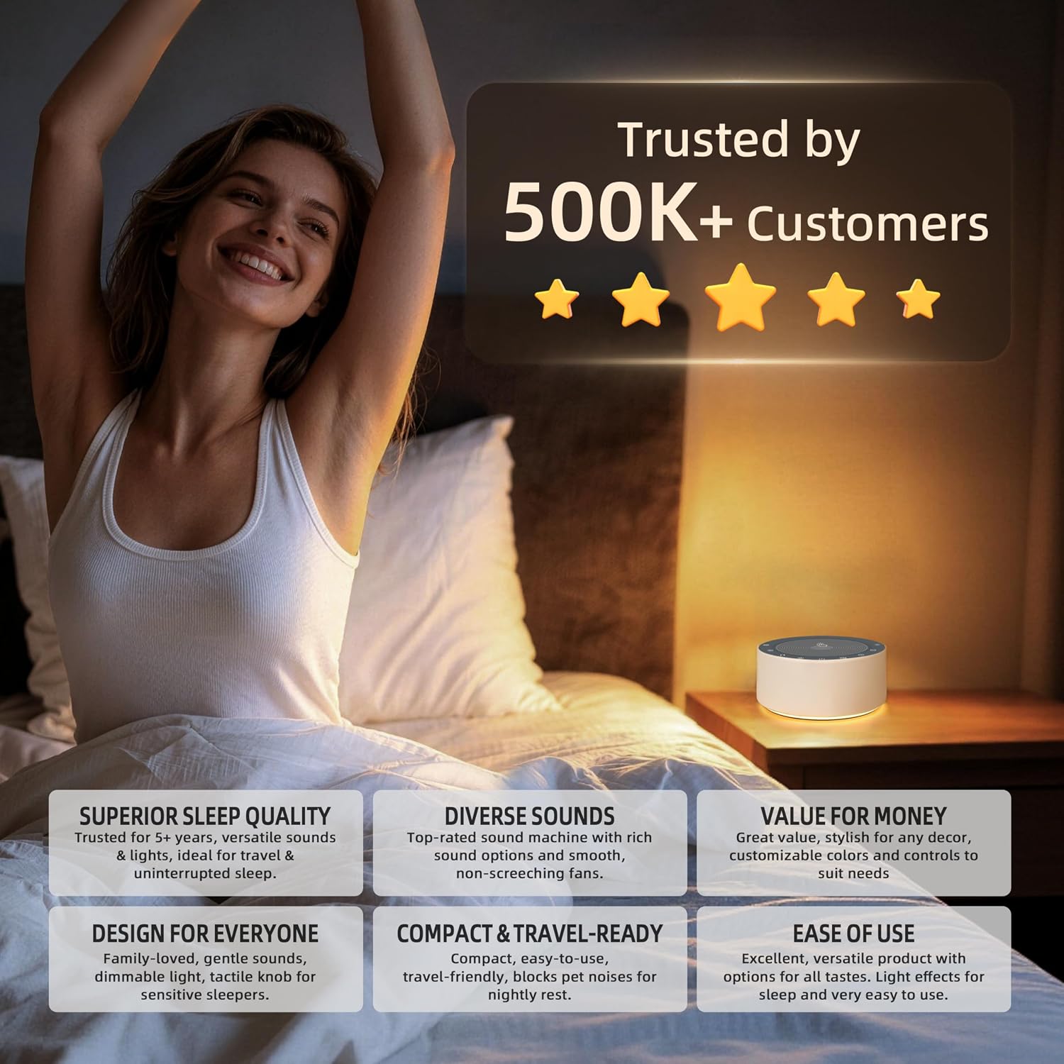 White Noise Machine Night Light for Sleeping encalife