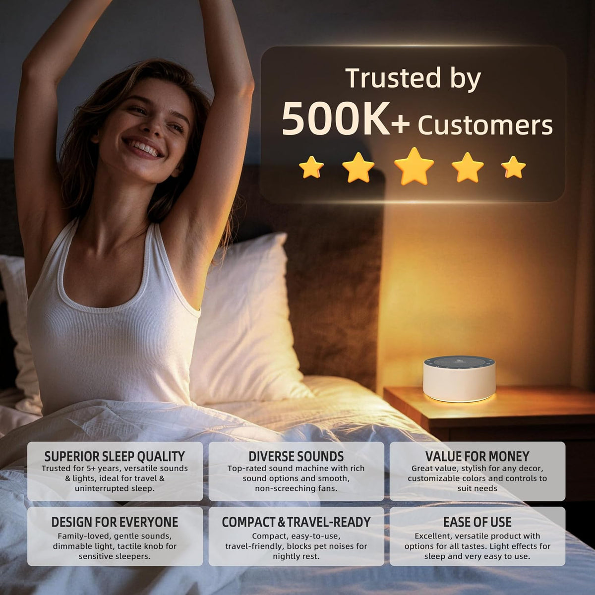 White Noise Machine Night Light for Sleeping encalife