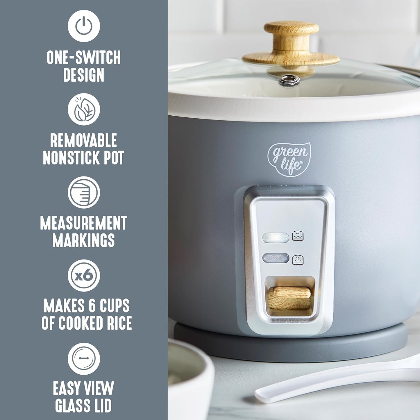 RICE COOKER I GreenLife 3-Cup Ceramic encalife