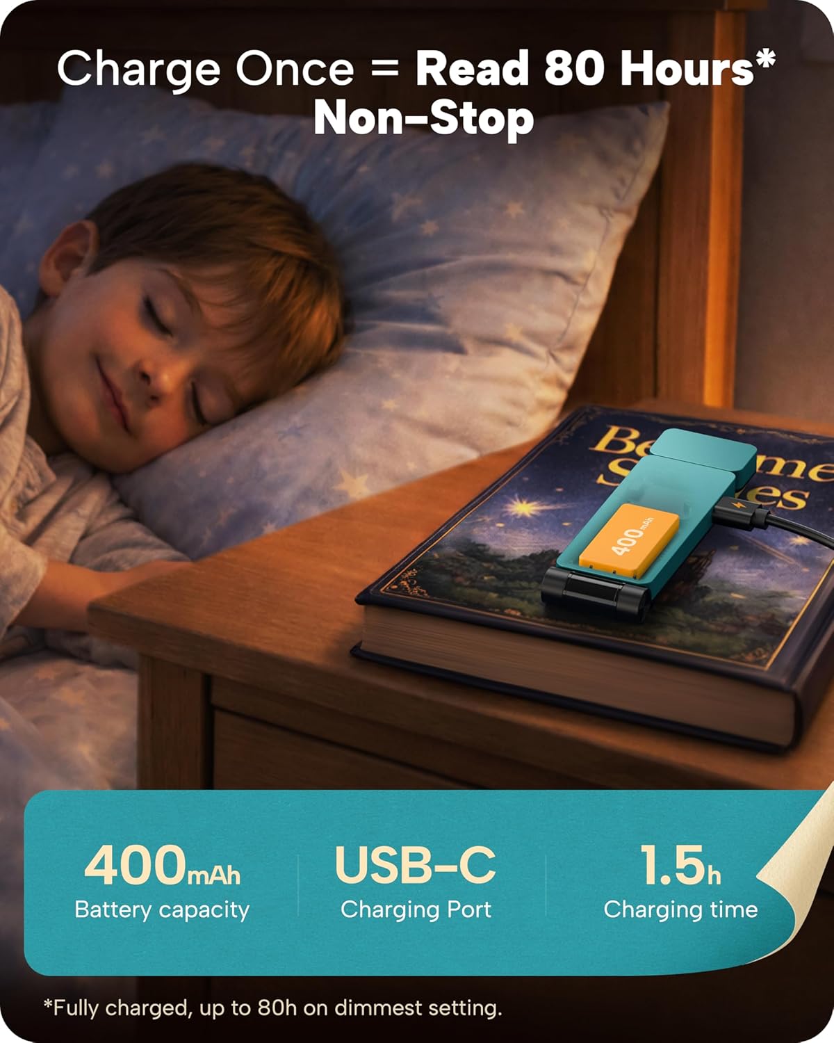 Rechargeable LED Book Light With Memory Brightness Control encalife