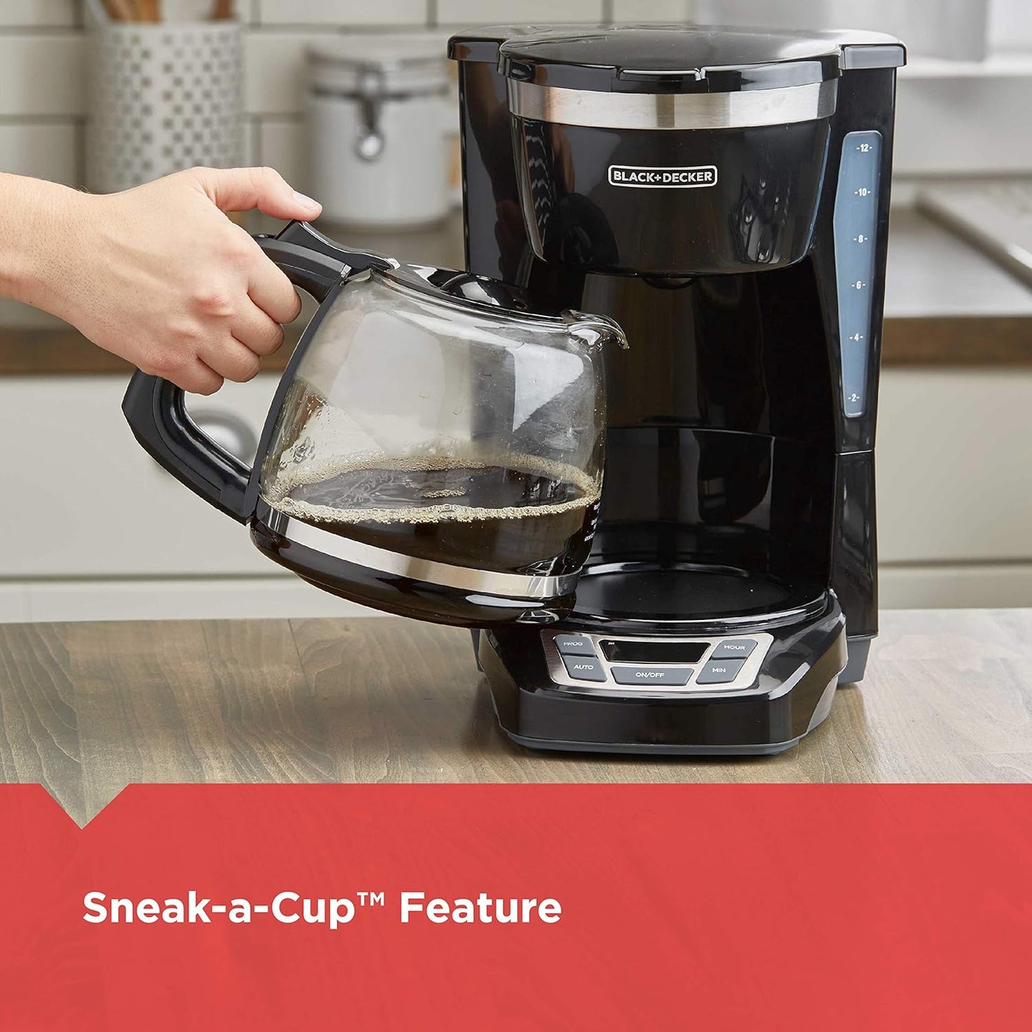 BLACK+DECKER 12-Cup Programmable Coffee Maker – Digital Drip Coffee Machine with Auto Brew, Sneak-A-Cup & Keep Warm Plate encalife