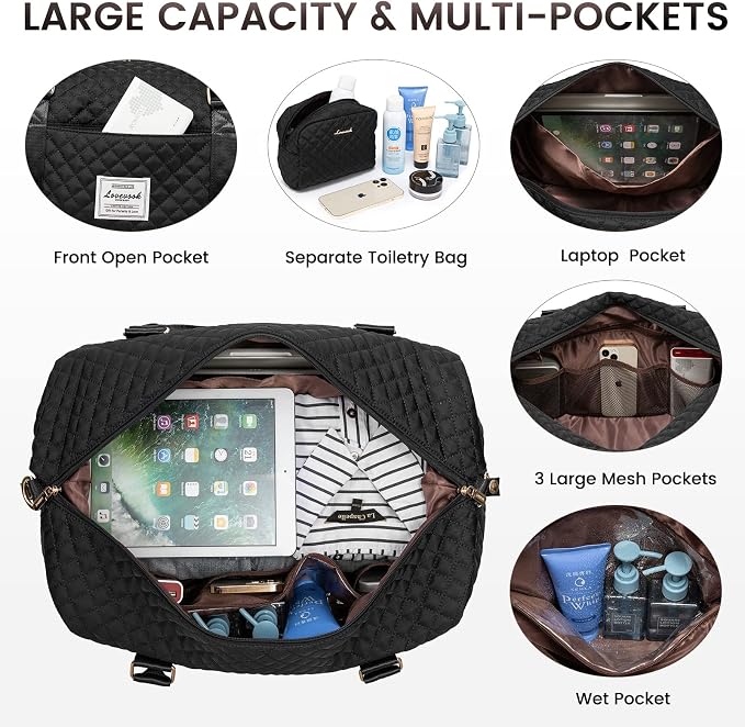 Women’s Weekender Bag with Shoe Compartment | Carry on luggage encalife