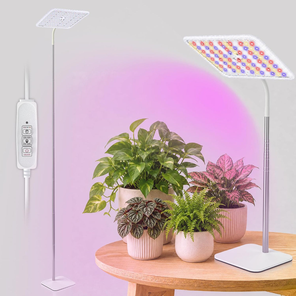 Full spectrum standing grow light for indoor plants
