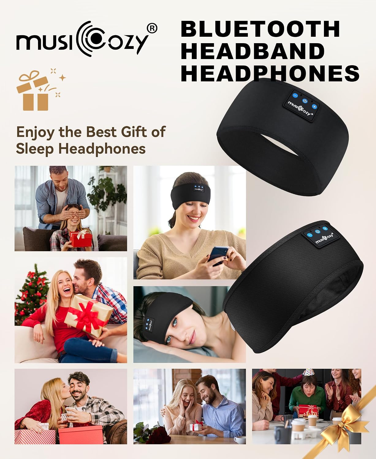 Bluetooth Sleep Headband Headphones for Side Sleepers encalife
