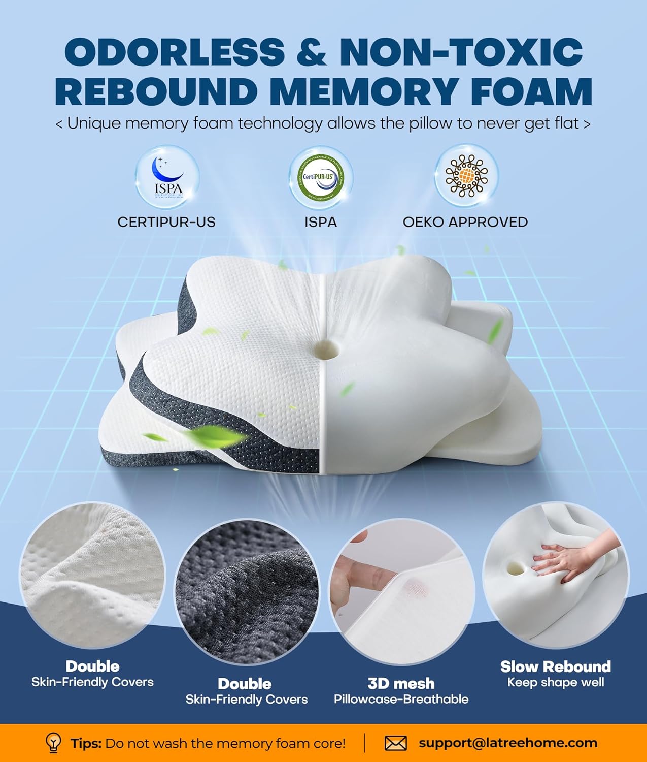 Cervical Neck Pillow | Memory Foam Pain Relief Ergonomic Pillow encalife