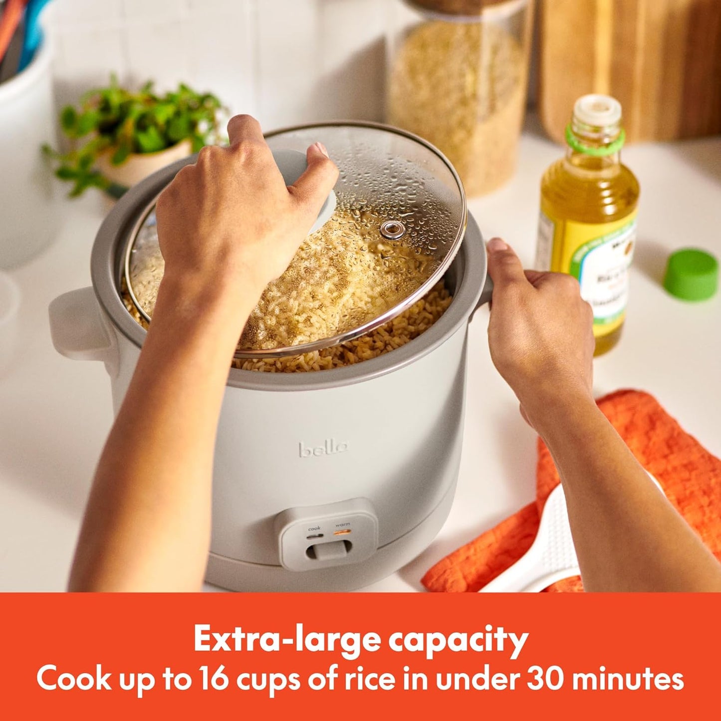 BELLA 16-Cup I Rice Cooker Steamer encalife