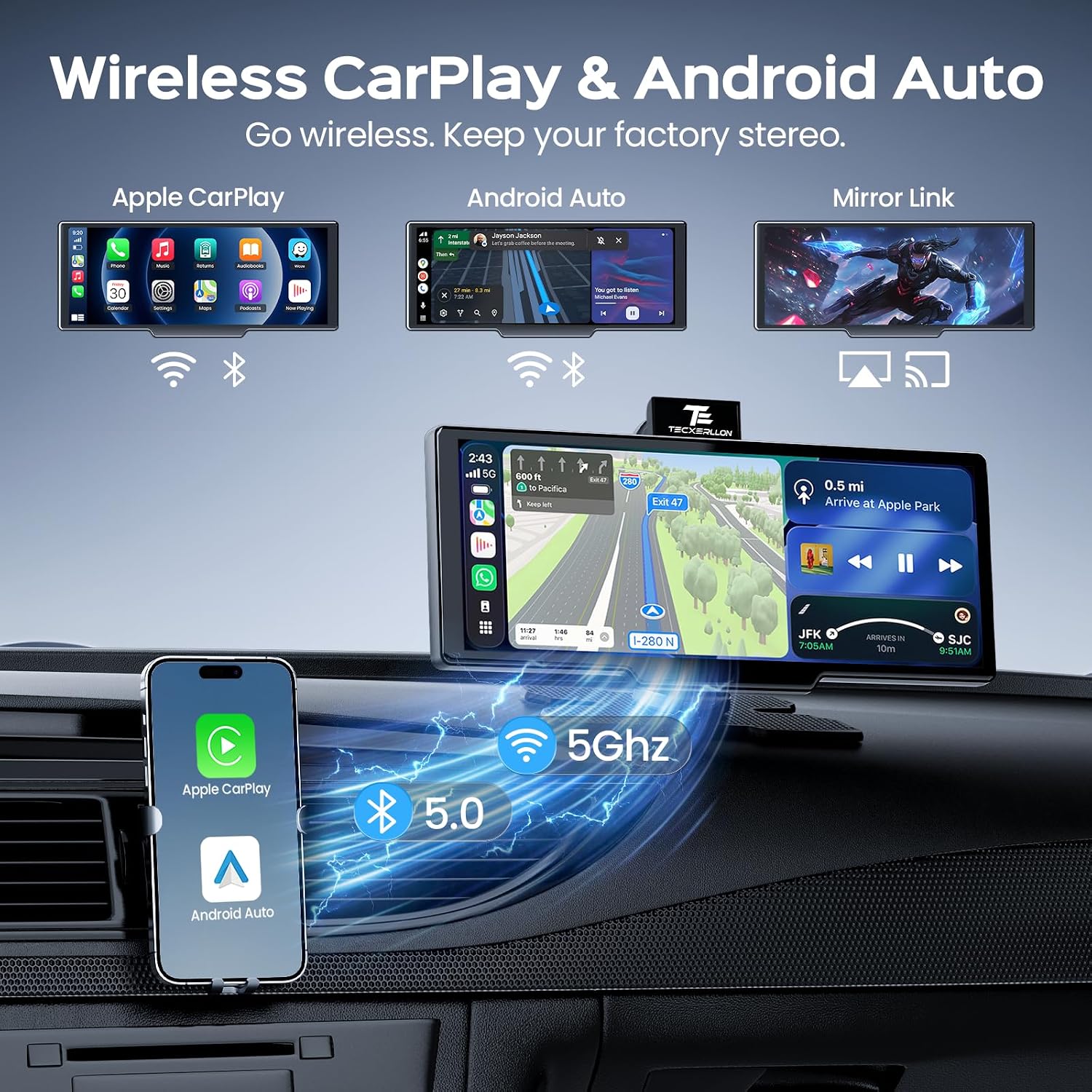 10.26 Inch Wireless Carplay Screen With Dash Camera encalife