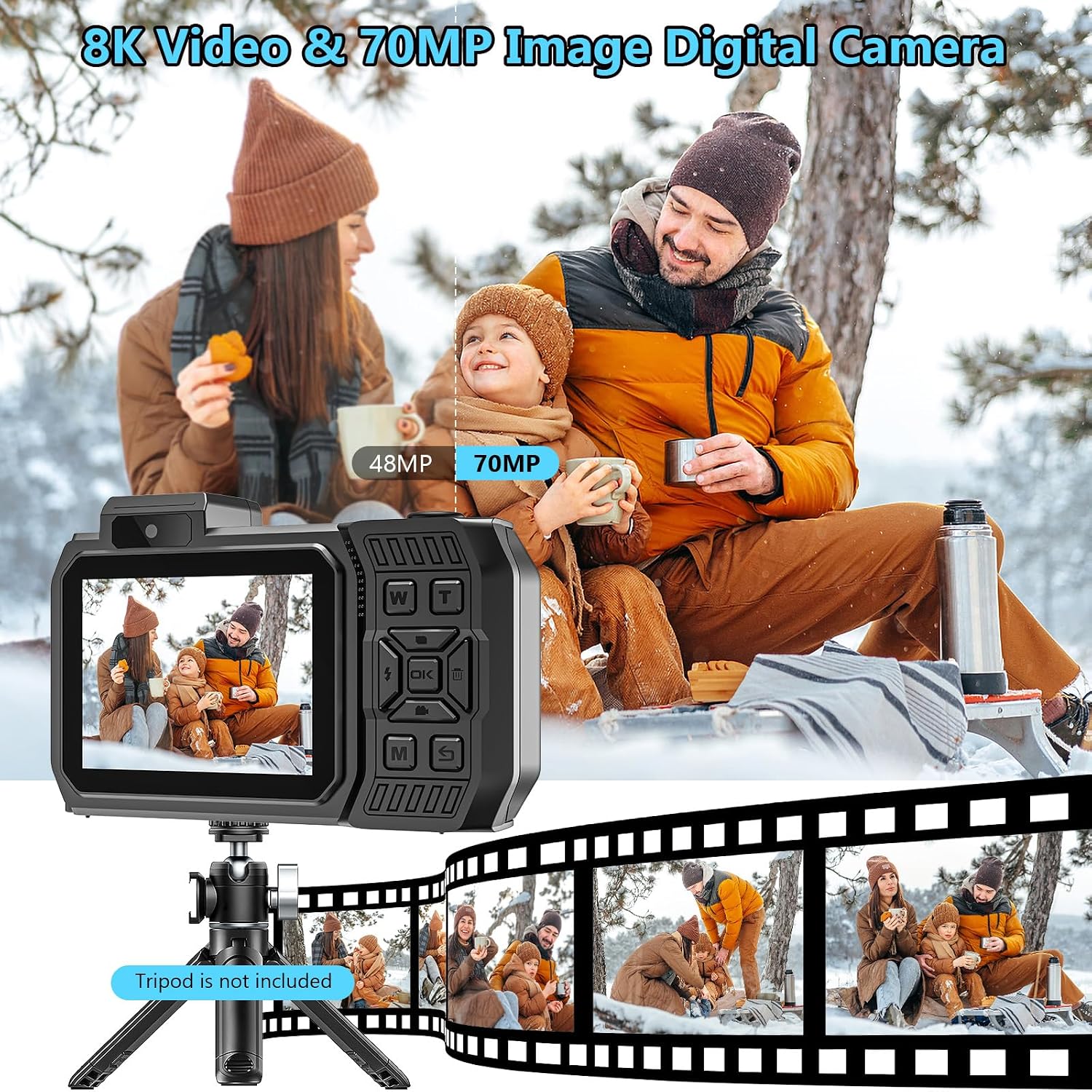 8K 70MP Waterproof Digital Camera With WiFi encalife