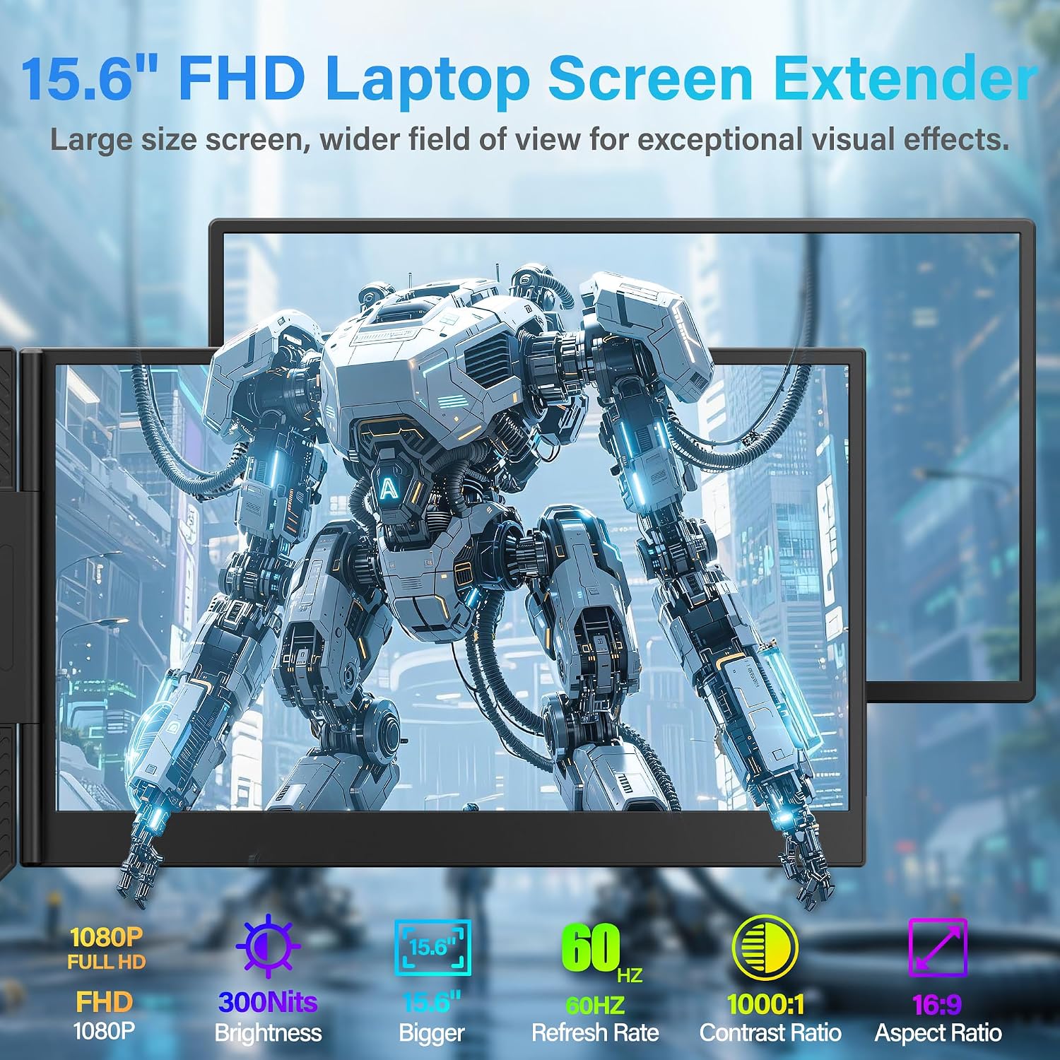 15.6-Inch Triple Laptop Screen Extender Portable Monitor encalife