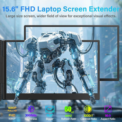 15.6-Inch Triple Laptop Screen Extender Portable Monitor encalife