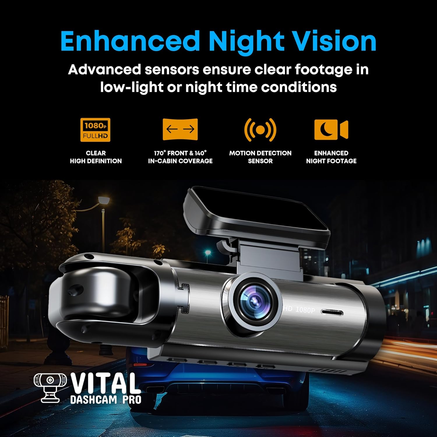 FHD Dash Cam I Front and Rear for Cars Night Vision encalife