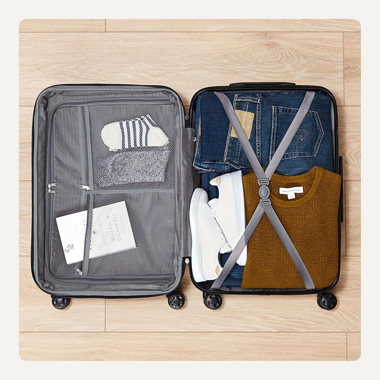 Basics 21-Inch Carry-On Luggage I Hardside Spinner Suitcase encalife