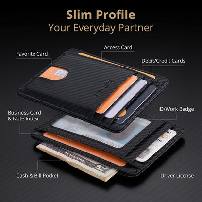 Slim RFID Carbon Fiber Wallet for Men encalife