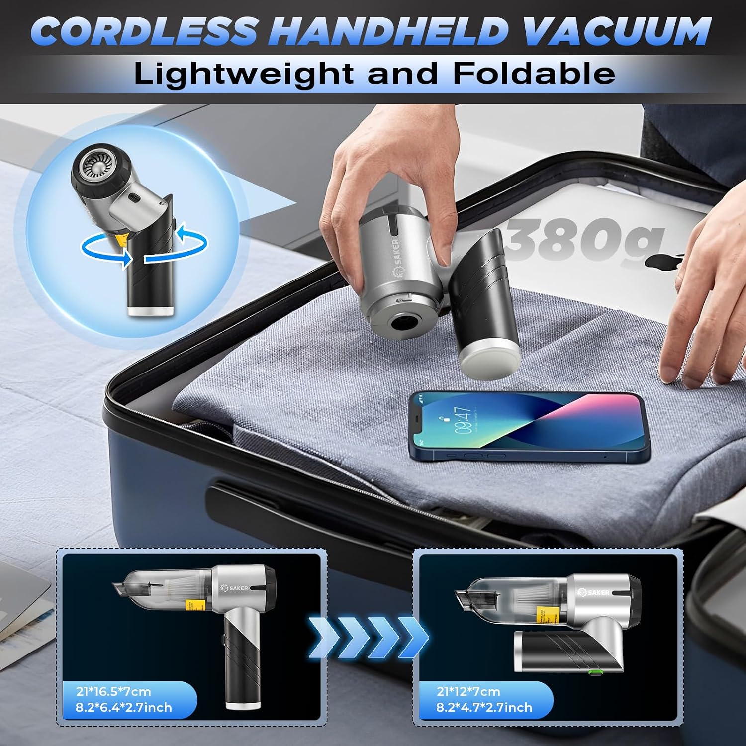 Cordless Handheld Car Vacuum Blower Air Pump encalife