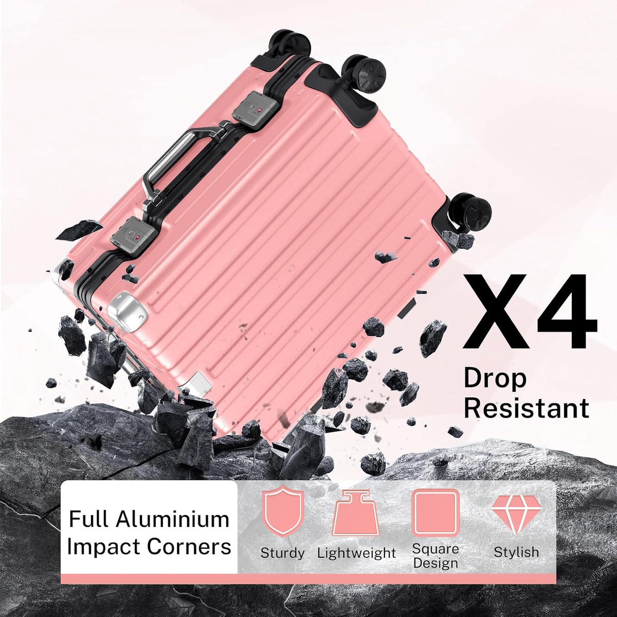 Zipperless Aluminum Frame Carry On Luggage encalife