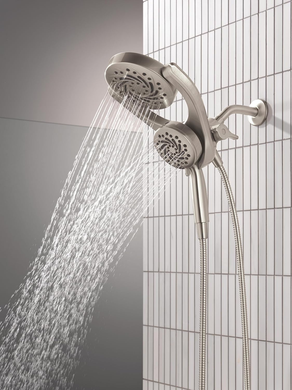Brushed Nickel Dual I Shower Head encalife