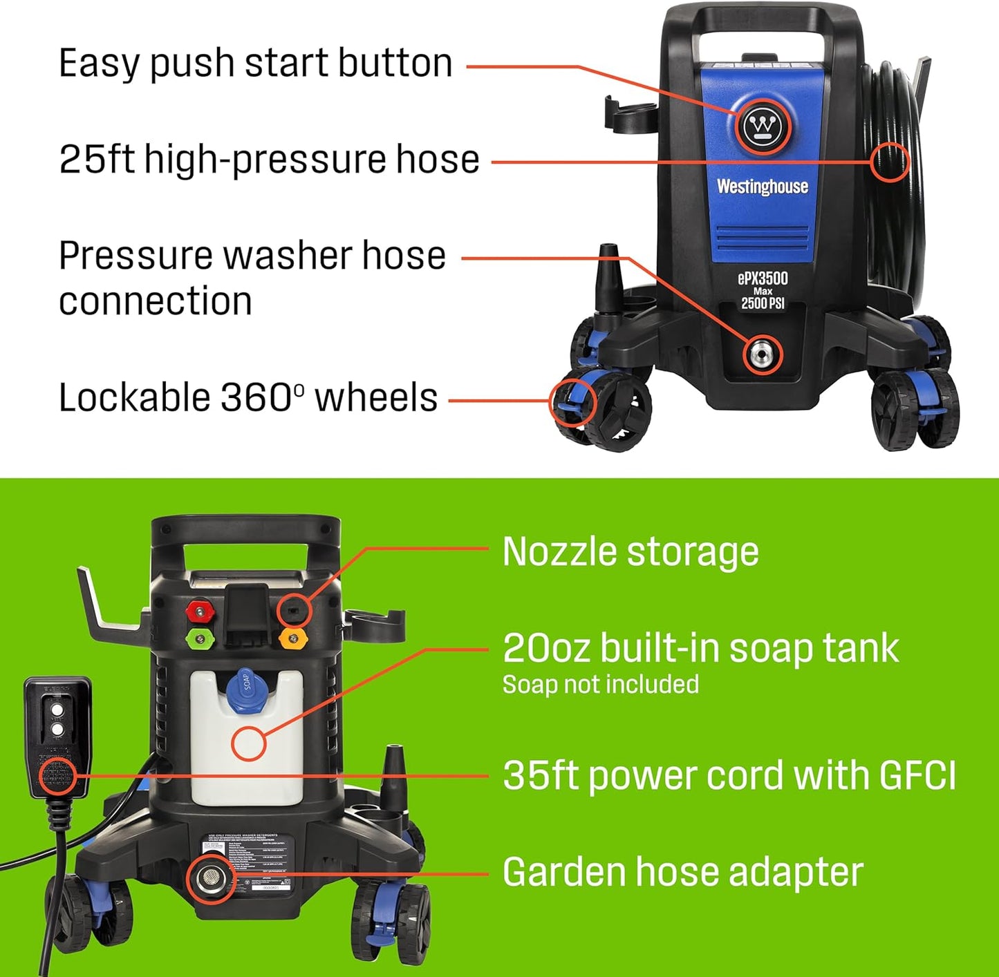 Pressure Washer I Westinghouse ePX3500 2500 PSI Electric encalife