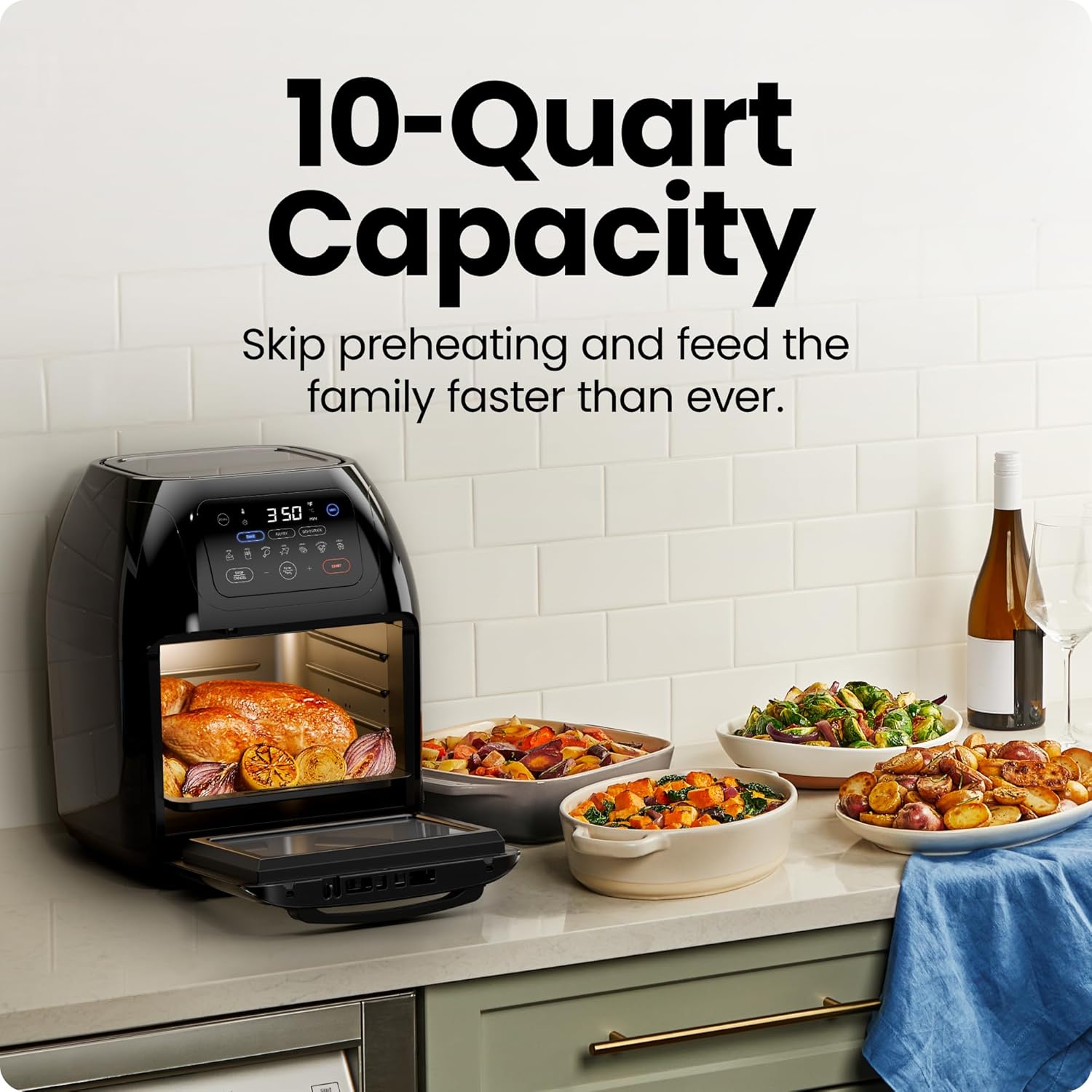 10L Digital Air Fryer Oven I Rotisserie & Dehydrator encalife