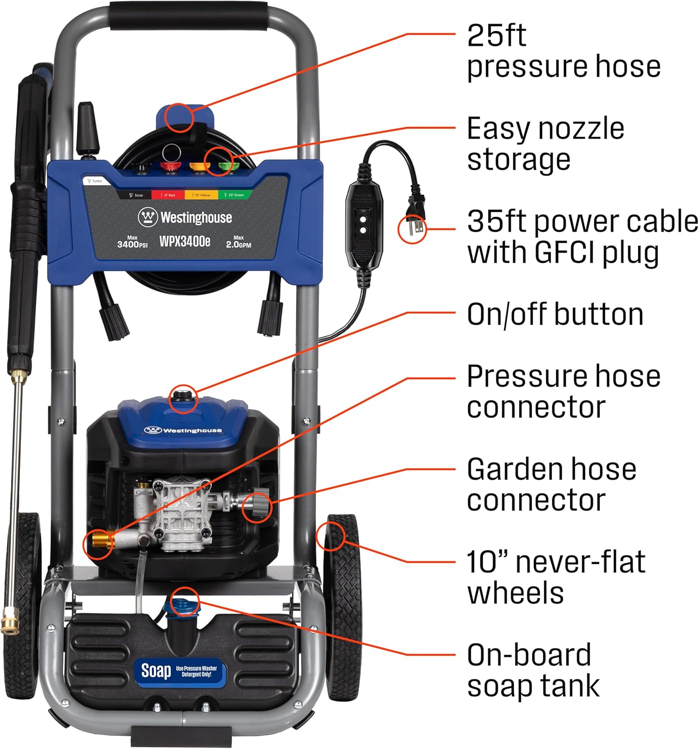 Pressure Washer | 3400 PSI Brushless Electric Cleaner encalife