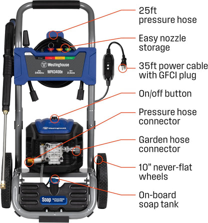 Pressure Washer | 3400 PSI Brushless Electric Cleaner encalife