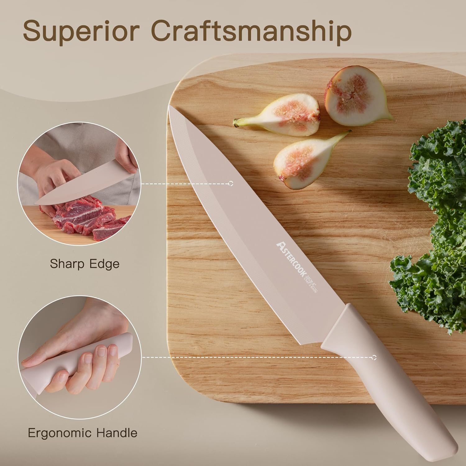 EncaLife 13-Piece Kitchen Knife Set – Stainless Steel Chef Knives with Blade Guards encalife