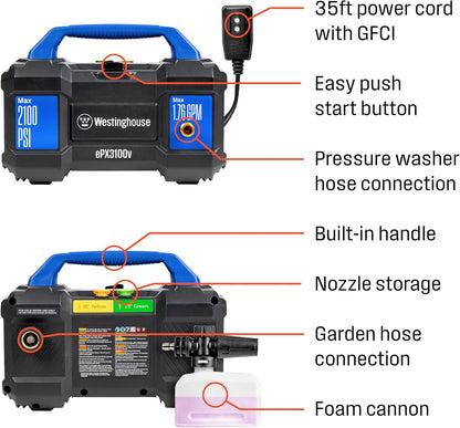 Compact Electric Pressure Washer with Foam Cannon encalife