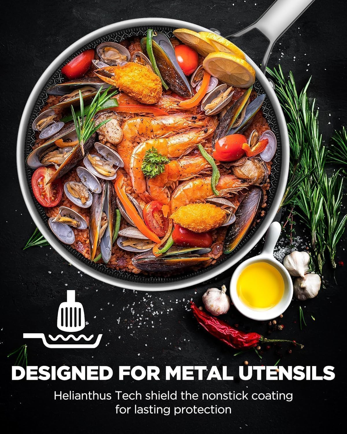 Non-Stick Ceramic Frying Pan With Lid encalife