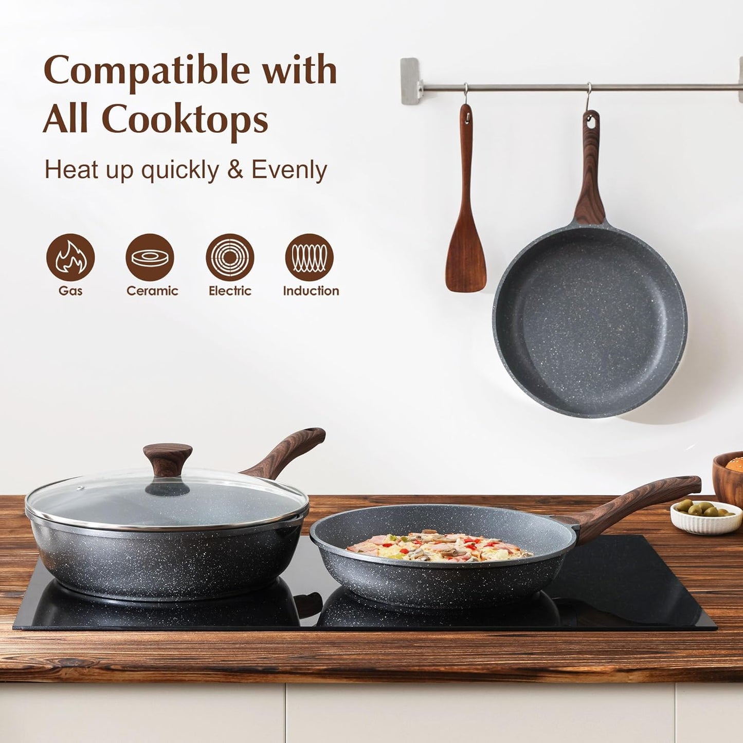 Nonstick Frying Pan I Swiss Granite Coating encalife