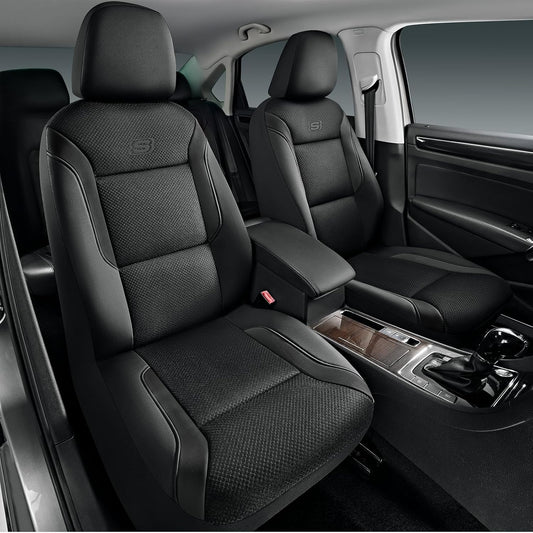 Modern car interior with premium memory foam front seat covers