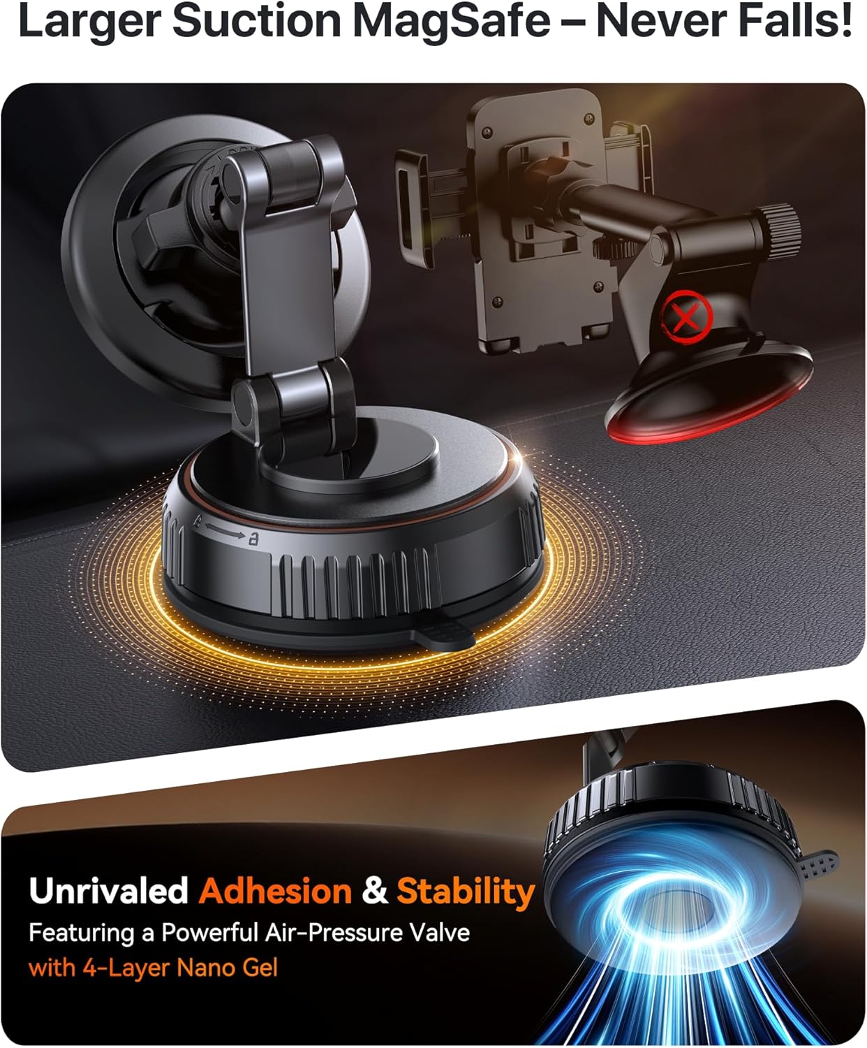 Magnetic MagSafe Car Phone Mount Strong Suction encalife
