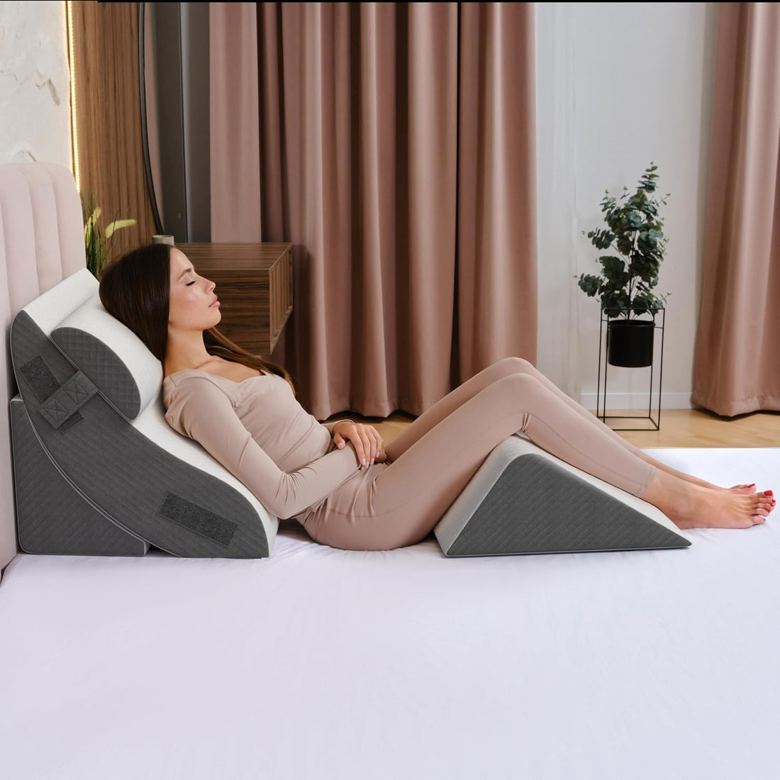 Memory Foam Bed Wedge Pillow for Comfortable Sleep encalife