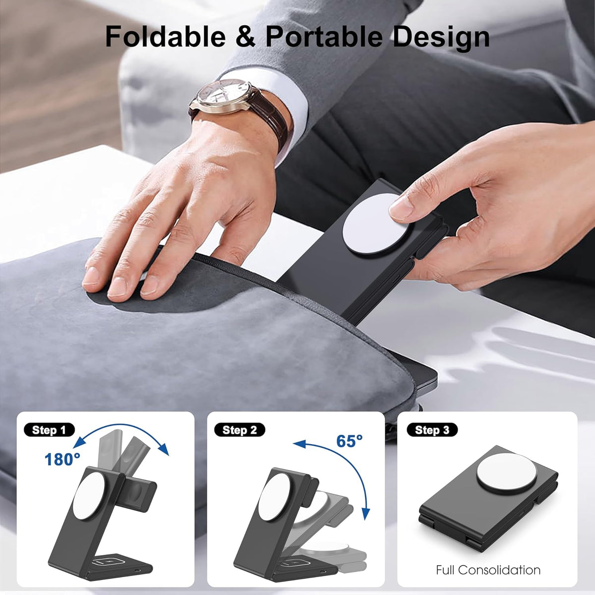 3-in-1 Foldable MagSafe Charger for Apple Devices encalife