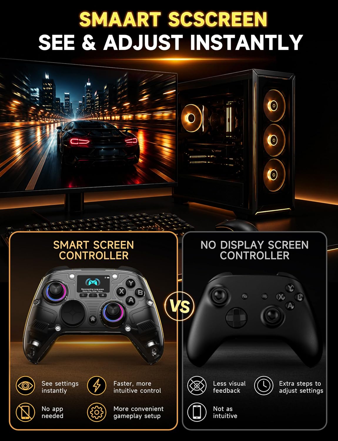Multi-Platform Gaming Controller With Interactive Screen encalife