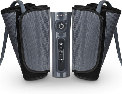 Air compression leg massager with adjustable calf wraps and handheld controller for everyday relaxation and home wellness
