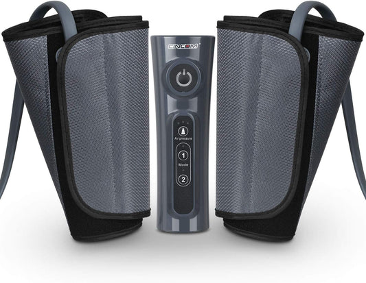 Air compression leg massager with adjustable calf wraps and handheld controller for everyday relaxation and home wellness