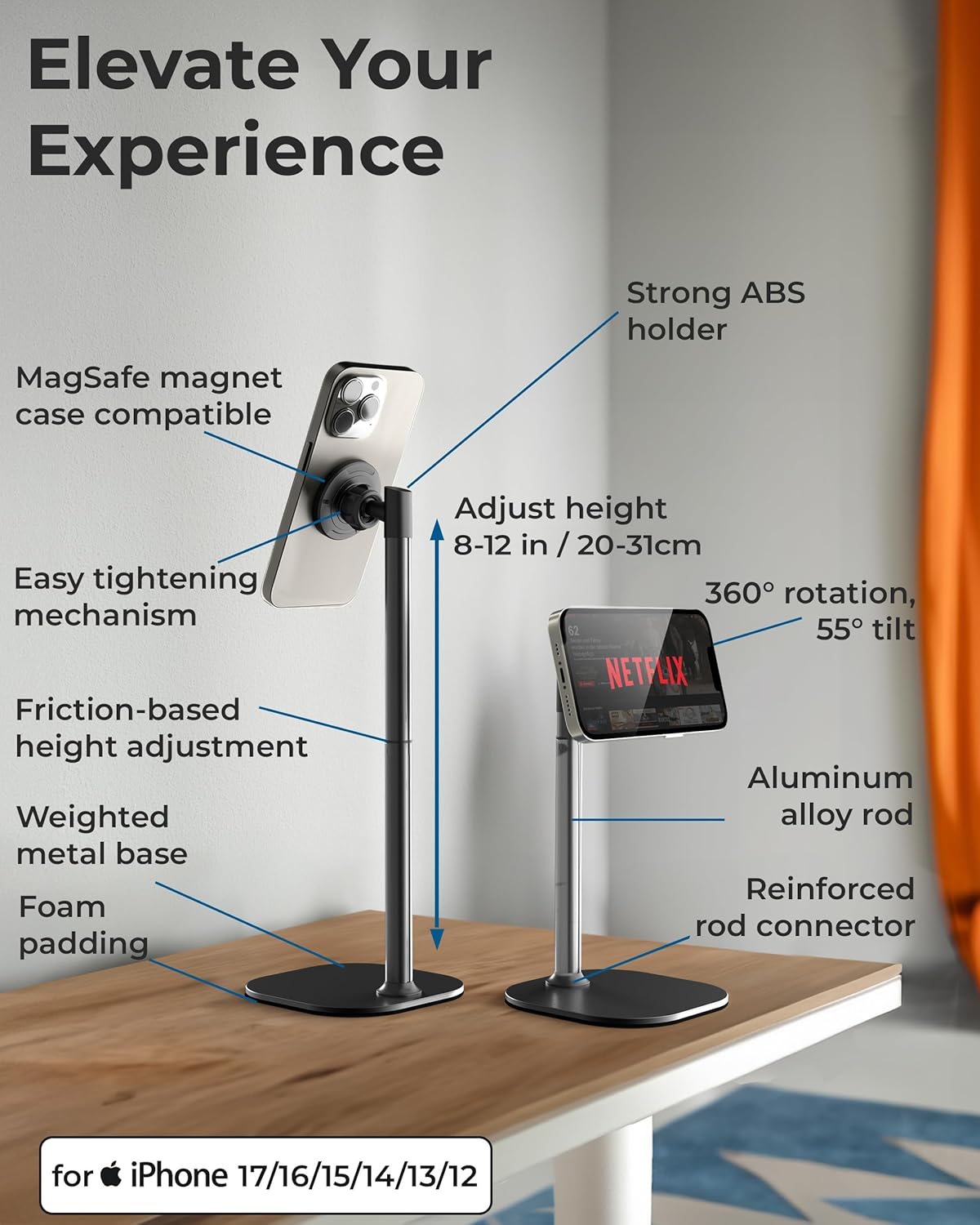 Magnetic Adjustable Mobile Stand For Hands Free Viewing encalife