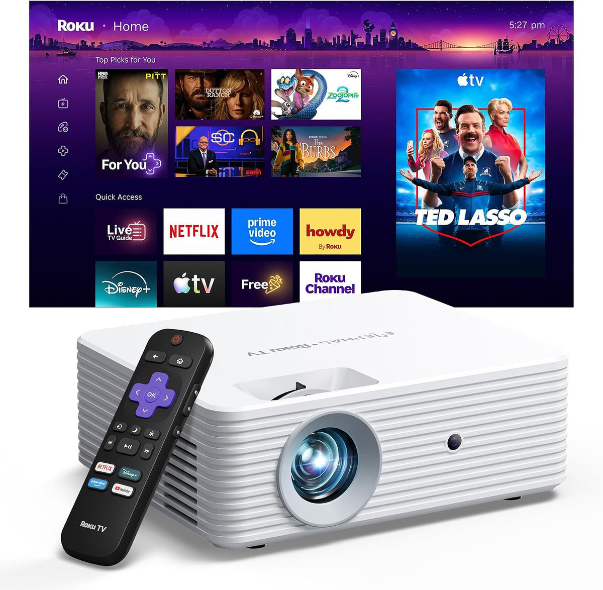 smart 720p bedroom projector for movies and gaming