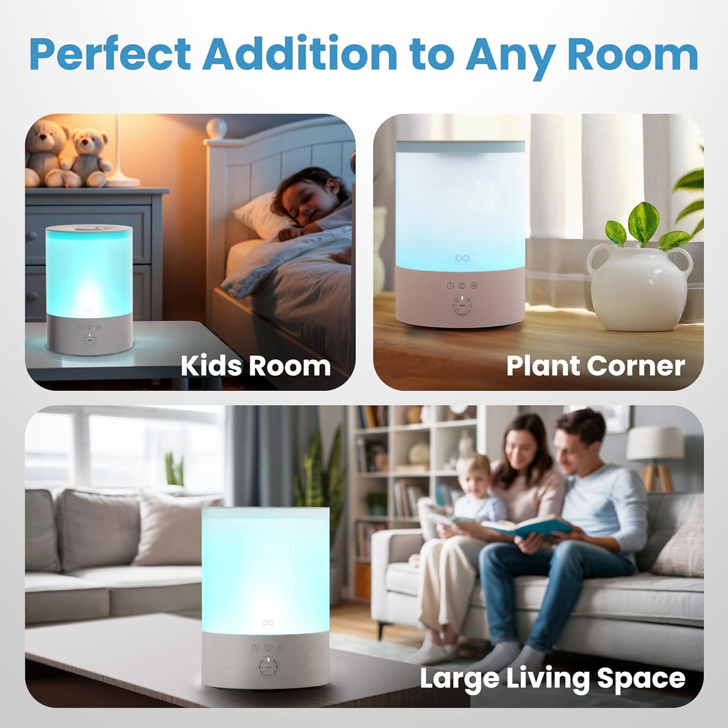 Top Fill Humidifier | 2.5L | LED Night Light encalife