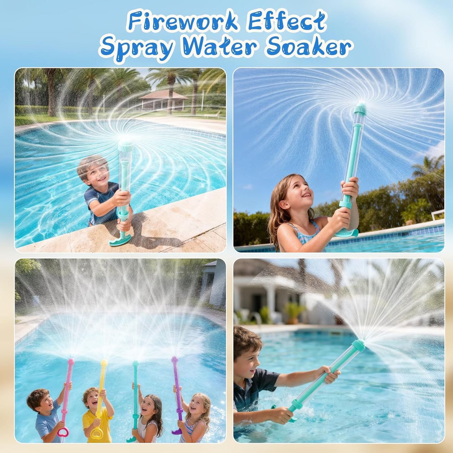 8 Pack Firework Water Guns I Squirt Blasters for Kids & Adults encalife