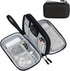Water-resistant travel tech organizer with double-layer cable storage compartments