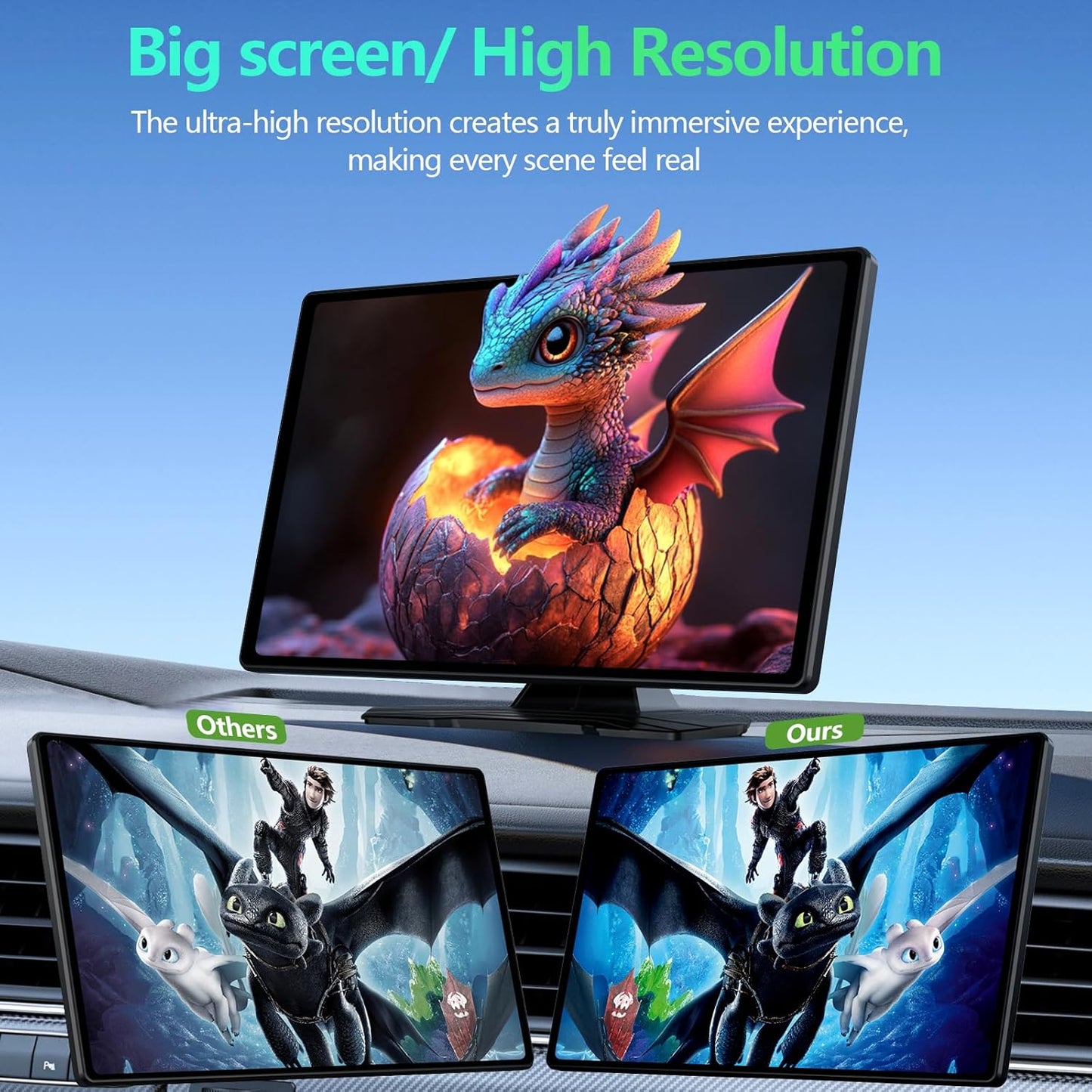 9 Inch Wireless Carplay Screen With Backup Camera encalife