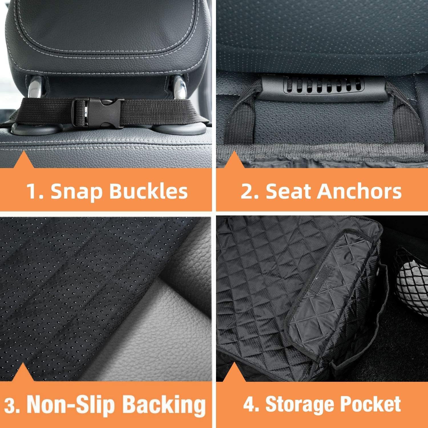 Waterproof Dog Car Seat Cover Front 2 Pack Black encalife