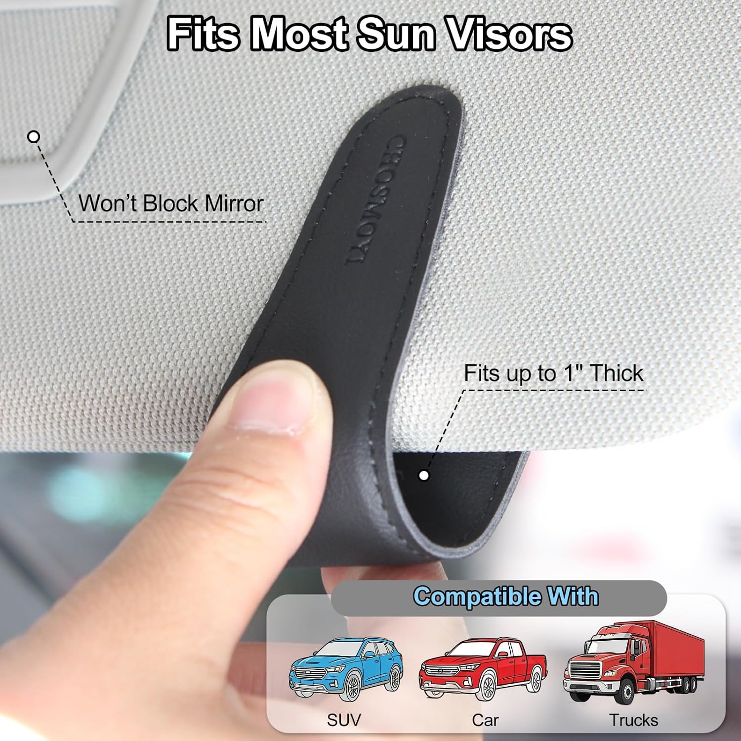 Magnetic Leather Sunglass Holder for Car Visor encalife