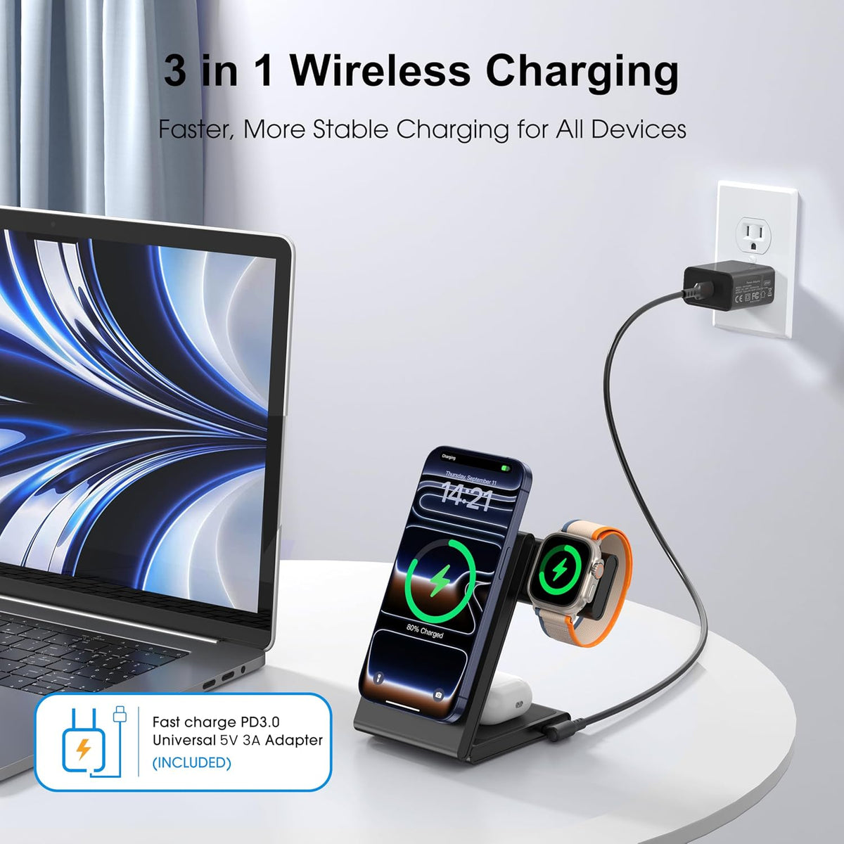 3-in-1 Foldable MagSafe Charger for Apple Devices encalife