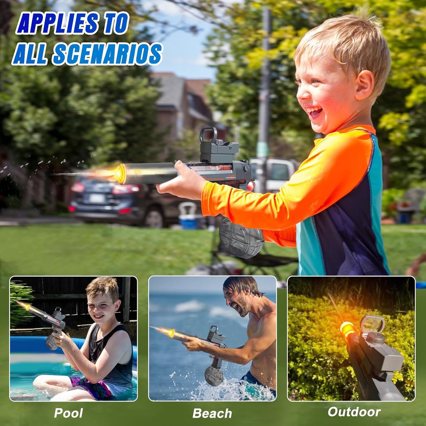 Electric Water Gun | Flash Recoil High Capacity 425CC Blaster Toy encalife