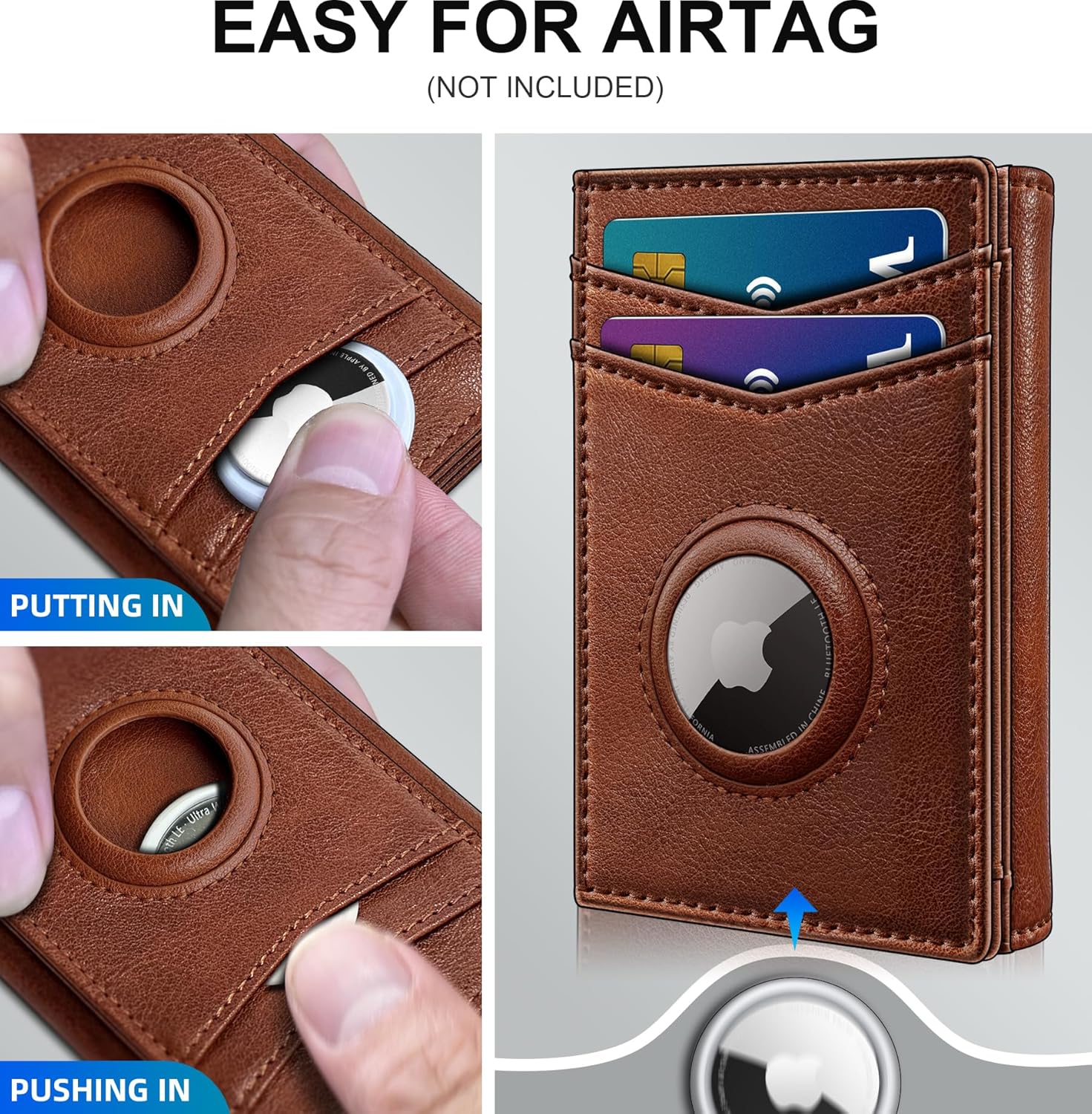 AirTag Wallets for Men I Slim Trifold encalife