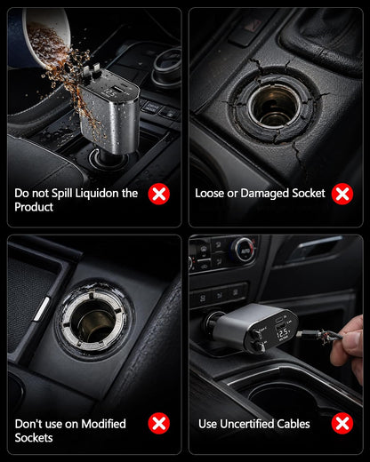 Retractable Car Charger 4 in 1 Fast encalife