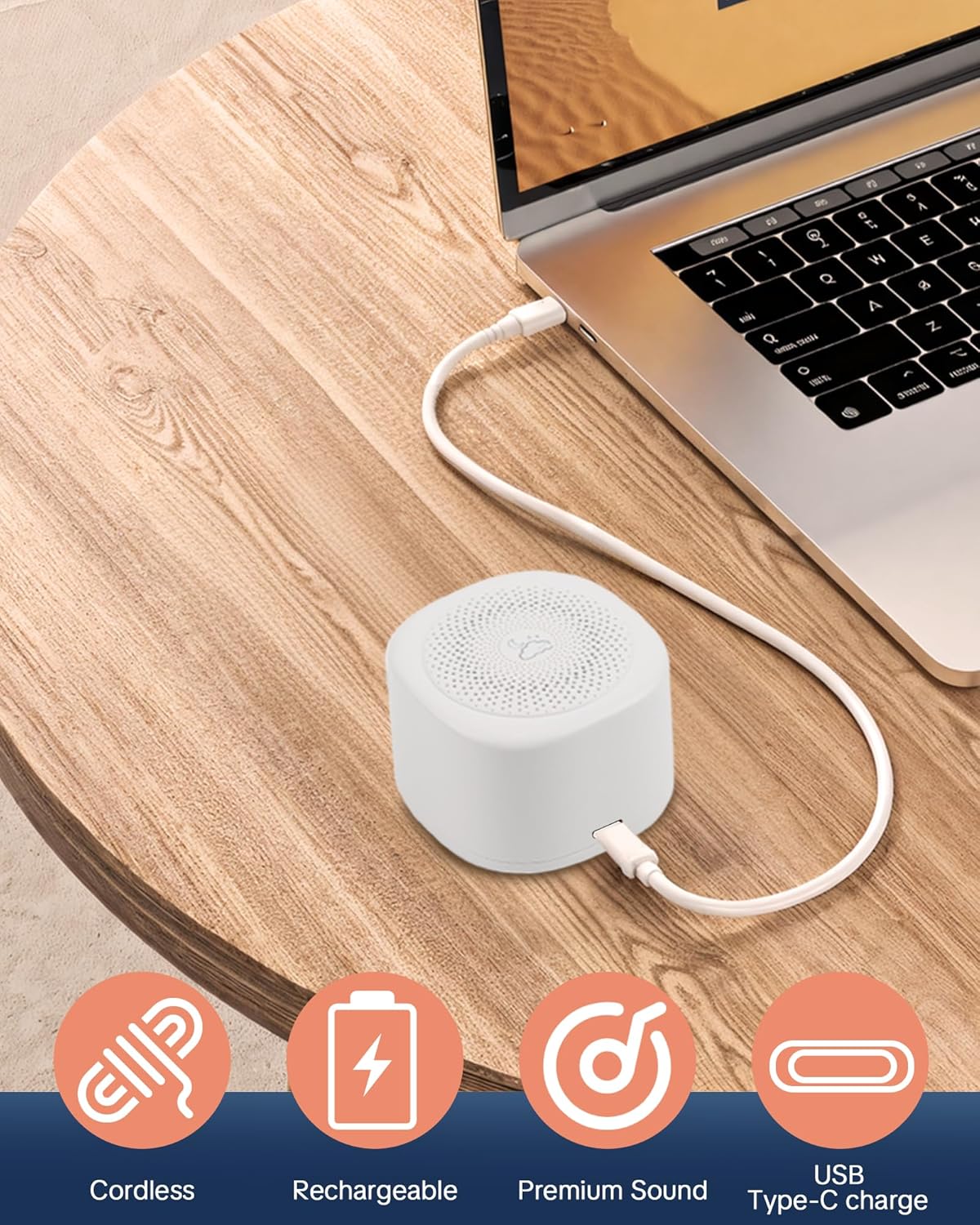 Portable White Noise Machine Rechargeable Night Light encalife